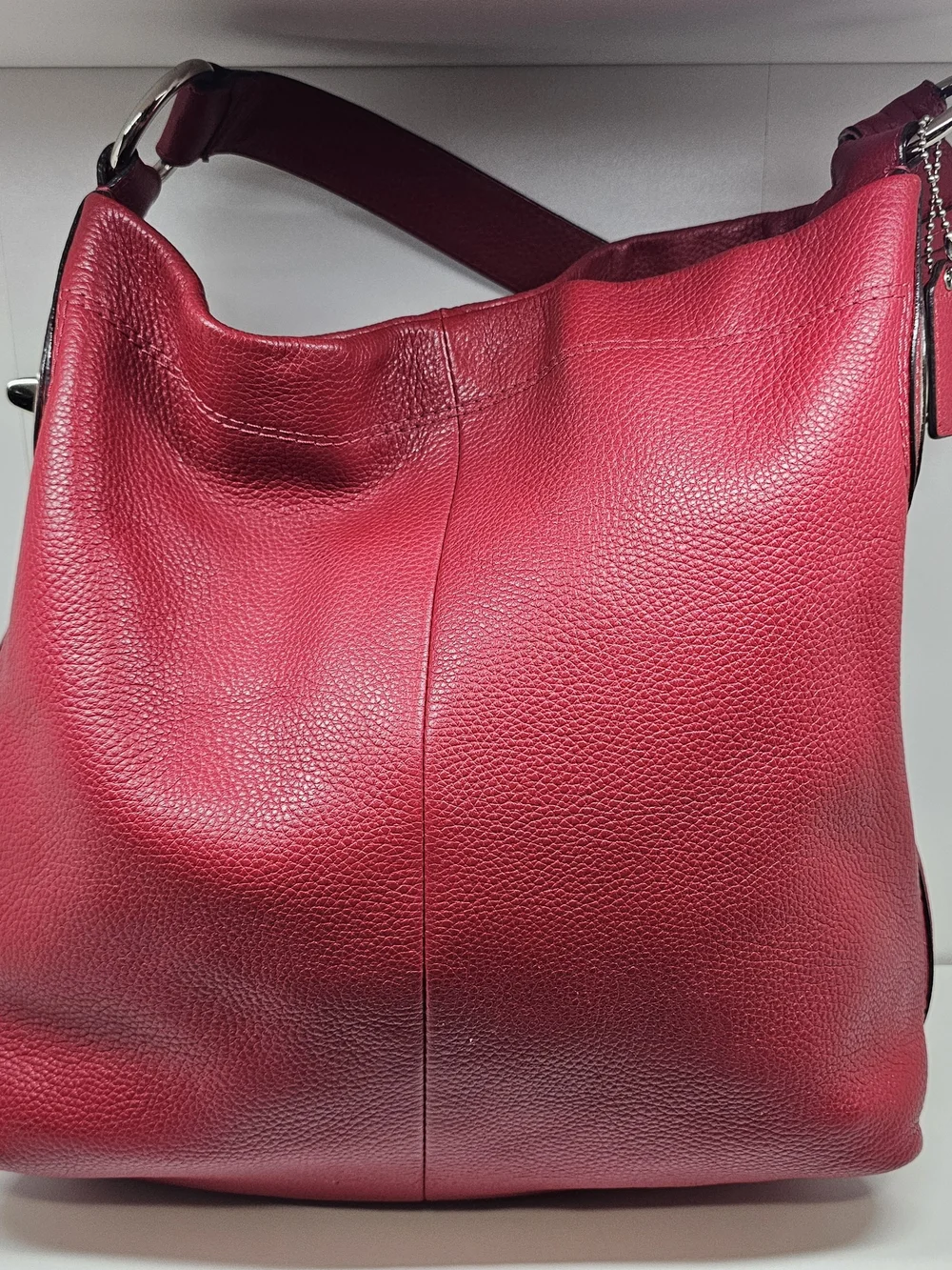 Coach Red Pebbled Leather Shoulder Hobo
